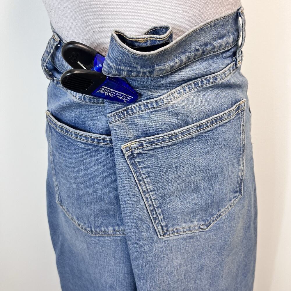 GAP Women's Long Maxi Denim Jean Skirt size 10 30 Front Slit Stretch Boho Hippie - Picture 6 of 7